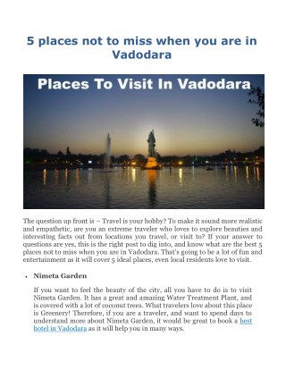 5 places not to miss when you are in Vadodara