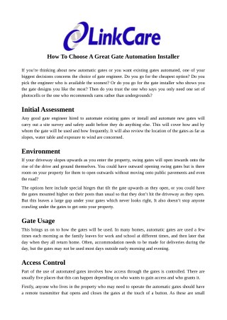 How To Choose A Great Gate Automation Installer