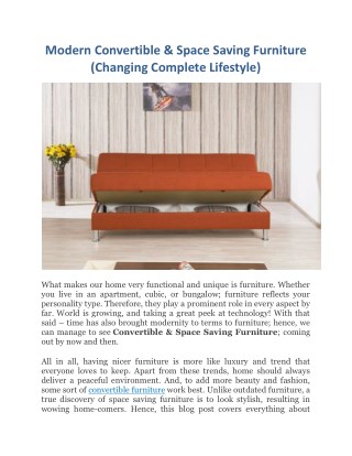 Modern Convertible & Space Saving Furniture (Changing Complete Lifestyle)