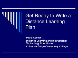 Get Ready to Write a Distance Learning Plan