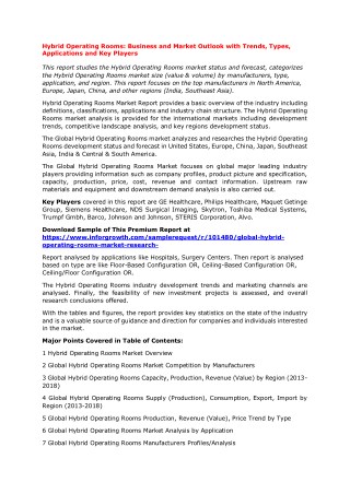 Hybrid Operating Rooms: Business and Market Outlook with Trends, Types, Applications and Key Players