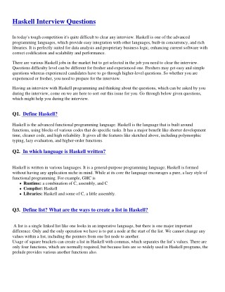 Haskell Interview Questions-PDF