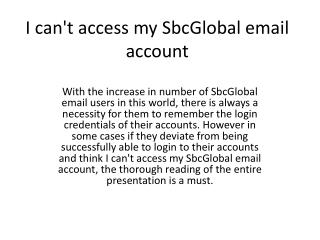 I can't access my SbcGlobal email account