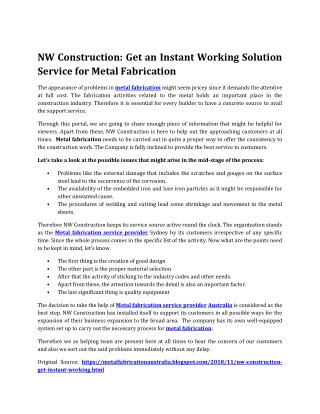 Get an Instant Working Solution Service for Metal Fabrication