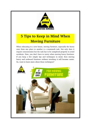 5 Tips to Keep in Mind When Moving Furniture