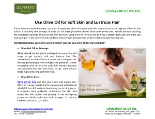 Use Olive Oil for Soft Skin and Lustrous Hair