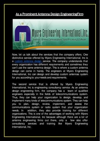 Services Offered by an Antenna Engineering Firm