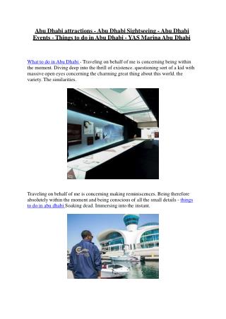 Abu Dhabi attractions - Abu Dhabi Sightseeing - Abu Dhabi Events - Things to do in Abu Dhabi - YAS Marina Abu Dhabi