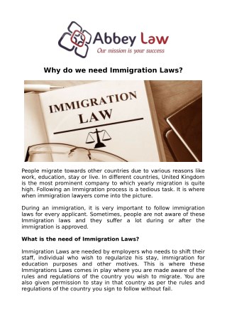 Why do we need Immigration Laws?