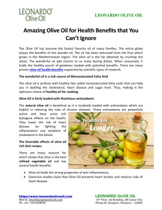 Amazing Olive Oil for Health Benefits that You Can’t Ignore