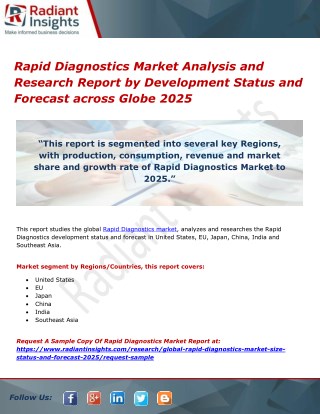 Rapid Diagnostics Market Analysis and Research Report by Development Status and Forecast across Globe 2025