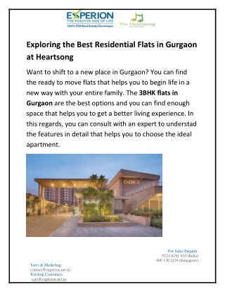 Exploring the Best Residential Flats in Gurgaon at Heartsong