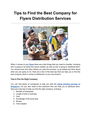 Tips to Find the Best Company for Flyers Distribution Services