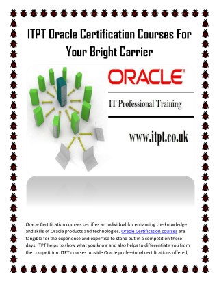 ITPT Oracle Certification Courses for Your Bright Carrier