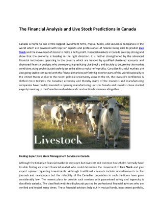 The Financial Analysis and Live Stock Predictions in Canada