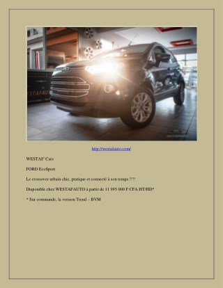 WESTAF' Cars Togo - FORD EcoSport Togo