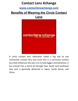 Circle Contact Lens - Benefits for contact lens wearers