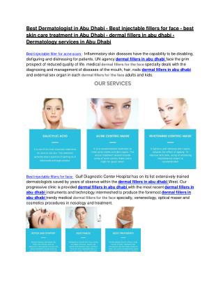 Skin care treatment Abu Dhabi - Botox Injection Abu Dhabi - Best Dermatologist in Abu Dhabi - Dermal fillers in Abu Dhab