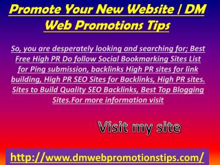 Promote Your New Website | DM Web Promotions Tips