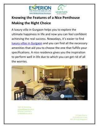 Knowing the Features of a Nice Penthouse Making the Right Choice