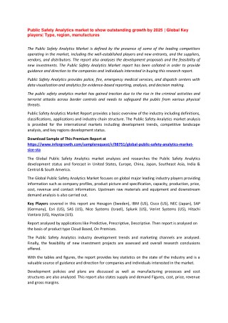 Public Safety Analytics market to show outstanding growth by 2025 | Global Key players| Type, region, manufactures