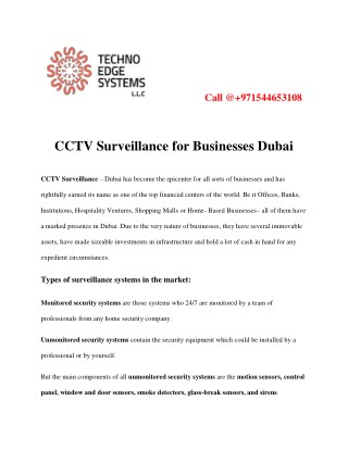 CCTV Surveillance for Business Dubai