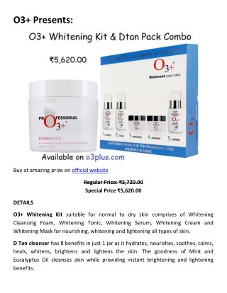 O3Plus Whitening Kit & Dtan Pack Combo