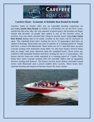 Carefree Boats - Economic & Reliable Boat Rental in Seattle