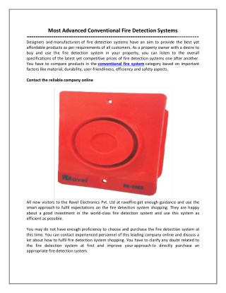 Most Advanced Conventional Fire Detection Systems