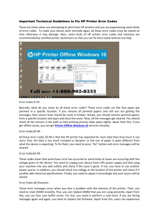 HP Printer Is Offline 1-888-902-8333 Printer Offline Windows 10