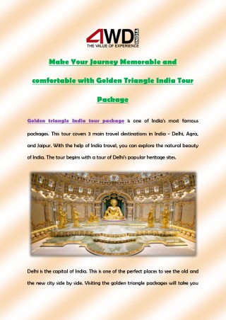 Make Your Journey Memorable and comfortable with Golden Triangle India Tour Package
