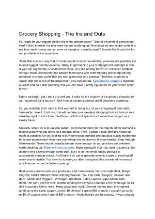 Grocery Shopping - The Ins and Outs