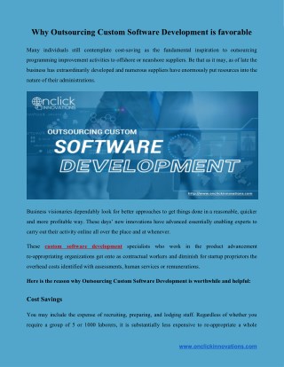 Why Outsourcing Custom Software Development is favorable