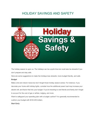 Tips to keep you safe during this holiday season