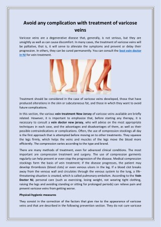 Avoid any complication with treatment of varicose veins