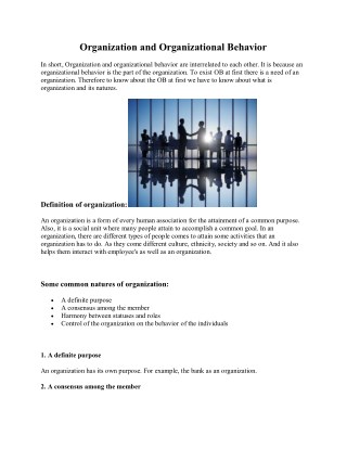 Organization and organizational behavior