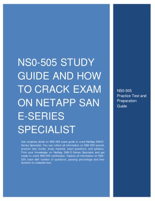 NS0-505 Study Guide and How to Crack Exam on NetApp SAN E-Series Specialist