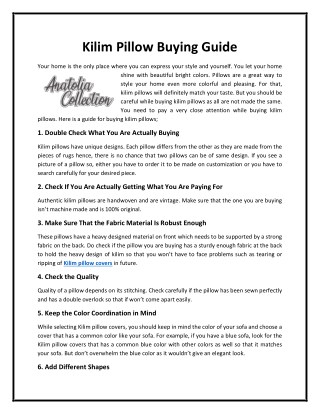 Kilim Pillow Buying Guide