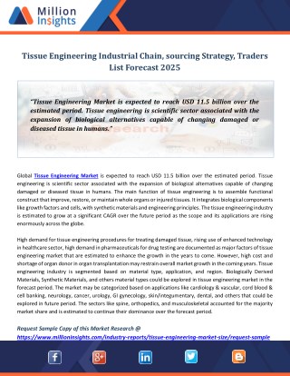 Tissue Engineering Industrial Chain, sourcing Strategy, Traders List Forecast 2025