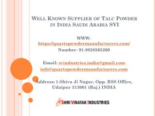 Well Known Supplier of Talc Powder in India Saudi Arabia SVI