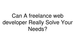 Can A freelance web developer Really Solve Your Needs?