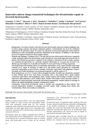 Innovative mirror image transatrial techniques for biventricular repair in inverted dextrocardia