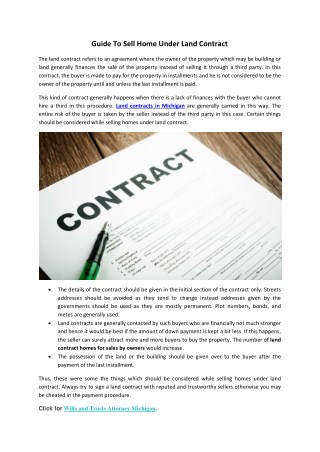 Guide To Sell Home Under Land Contract