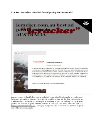 icracker.com.au best classified free ad posting site in Australia!