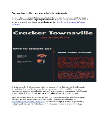 cracker townsville | best classified site in Australia