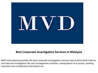 Best Corporate Investigation Services in Malaysia