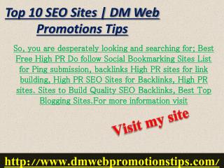 Top 10 SEO Sites | DM Web Promotions Tips