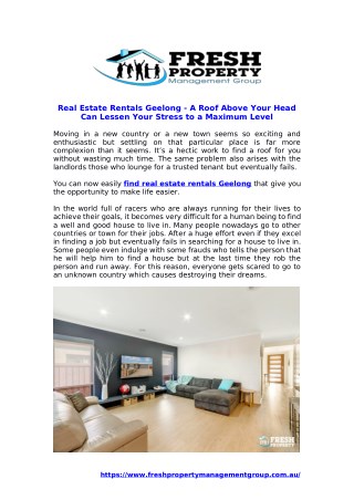 Real Estate Rentals Geelong - A Roof Above Your Head Can Lessen Your Stress to a Maximum Level