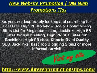 New Website Promotion | DM Web Promotions Tips