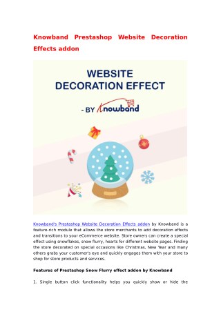 Knowband Prestashop Website Decoration Effects Addon